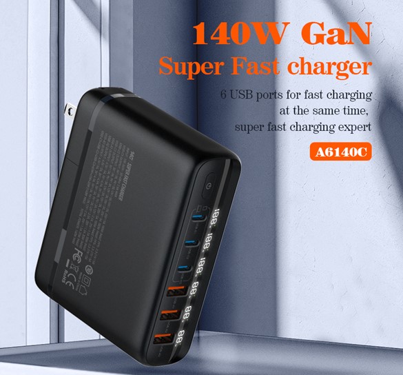 LDNIO A6140C 140W Super-Fast Charging Station with LED Display Mobile Phone Charger